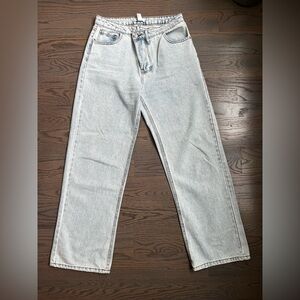 Forever 21 Light Blue Cross Over Waist Straight Leg Jeans